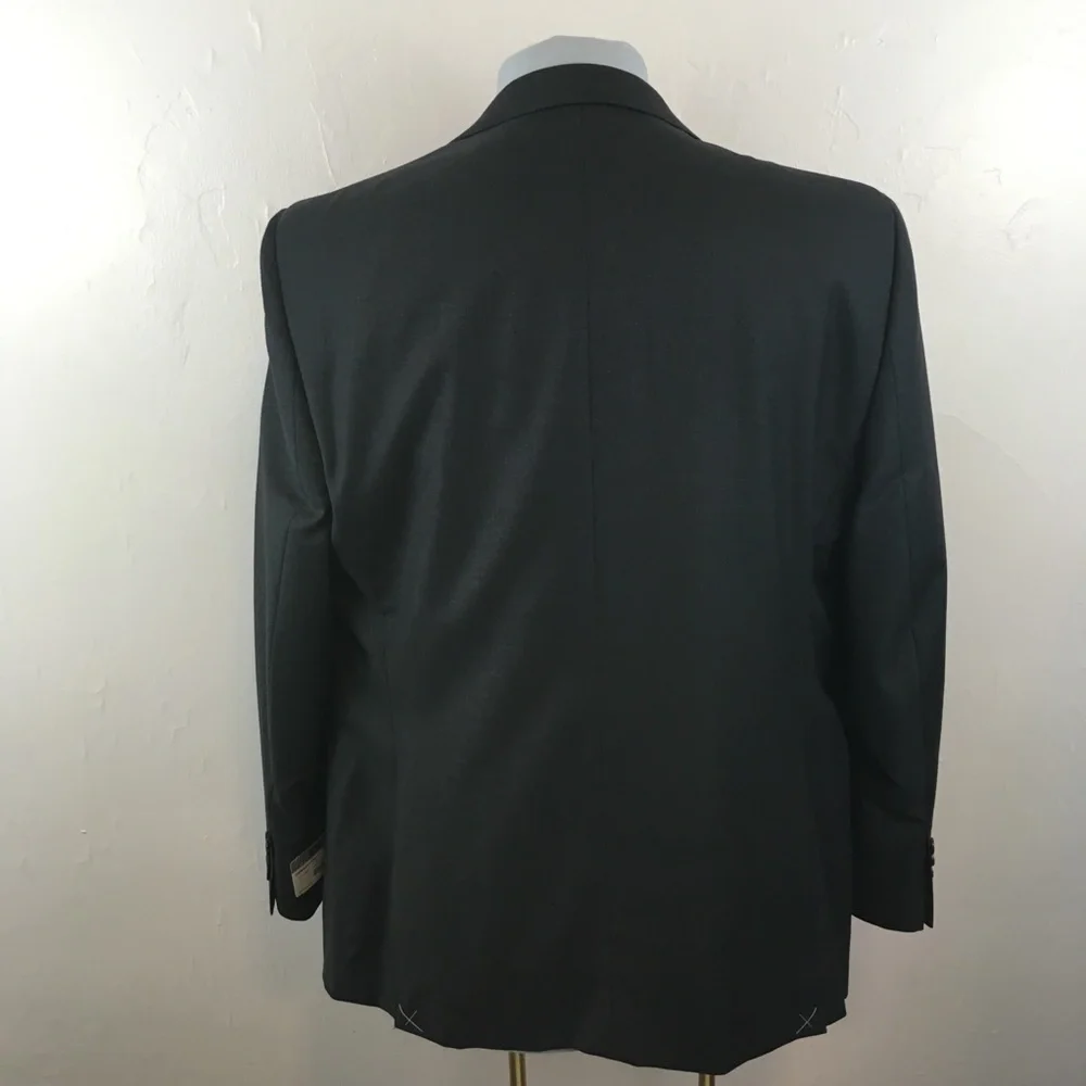 Dkny 44r mens suit solid gray slim fit 2 piece 100% wool 2 buttons new ea0079